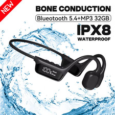S10 Bluetooth 5.4 True Bone Conduction Headphones IPX8 Waterproof DT5.0 MP3 Buil