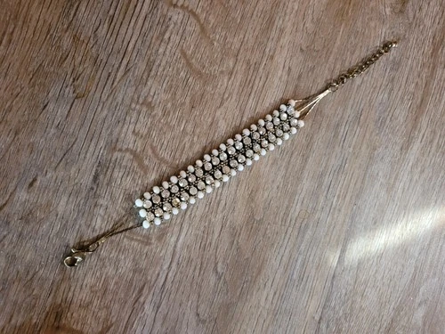 Vintage Rhinestone Bracelet Lobster Clasp Gold Tone Costume Jewelry