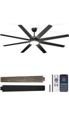 72in Black 8-Blade Ceiling Fan w/ LED Light, Remote/App Control
