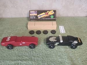 Vintage Boy / Cub Scout PInewood Derby Cars ( 2 Finished - 1 Unfinished  )