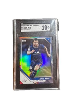 2021-22 Topps UEFA Champions League #10 Lionel Messi Silver Foil 10/75 SGC 10