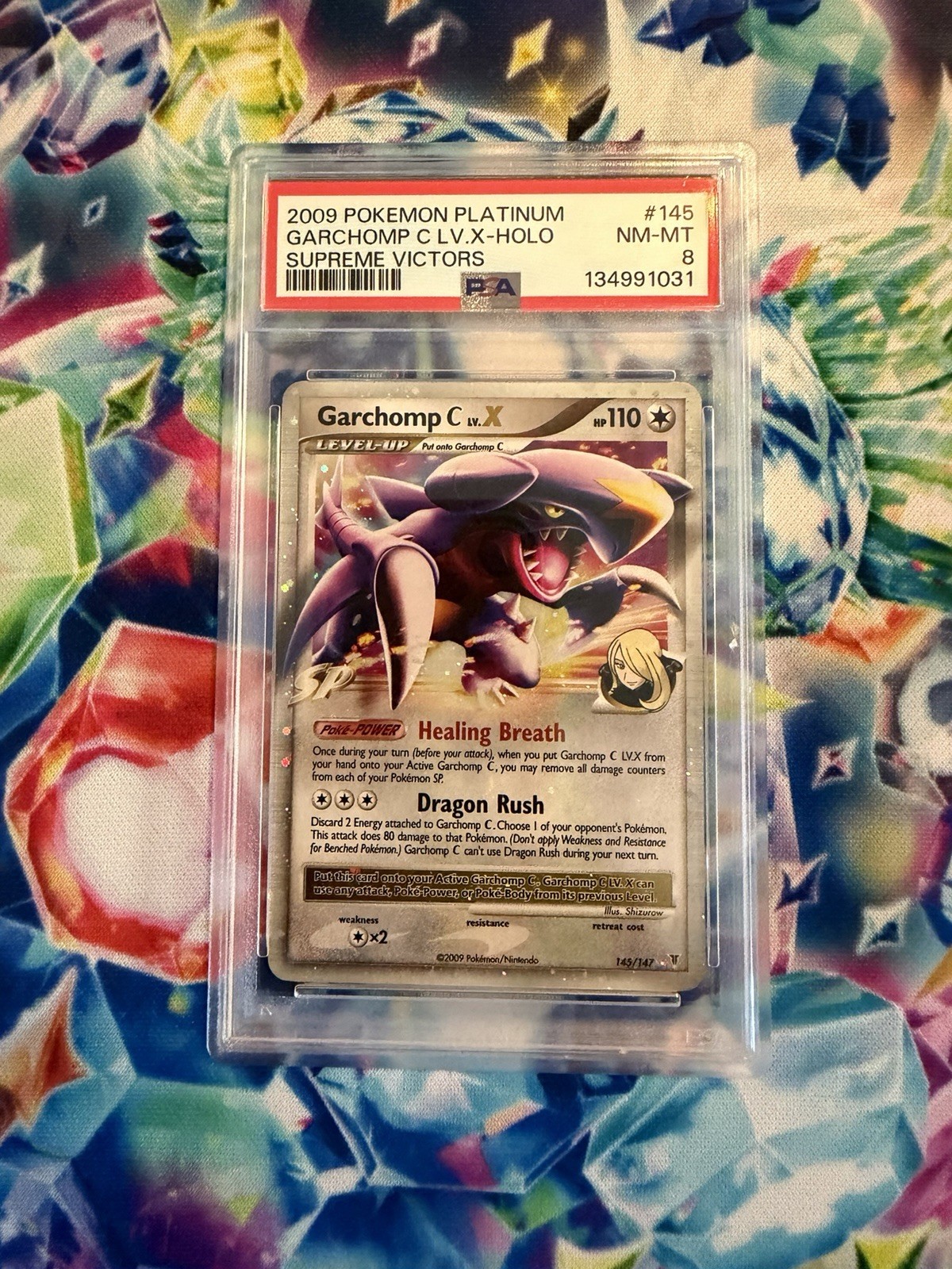 2009 POKEMON PLATINUM SUPREME VICTORS #145 GARCHOMP C LV.X-HOLO PSA 8