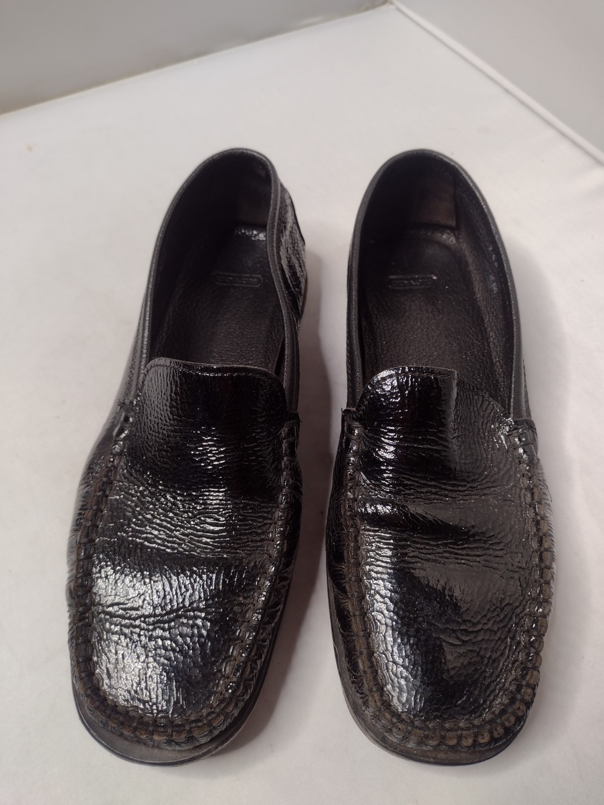 SAOLA Coach Mocassino Donna Pelle Scarpa Guida 7 5 Nero Slip On Suola Vibram A1