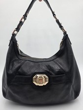 Vintage DKNY Black Leather Hobo Bag Soft Gold...