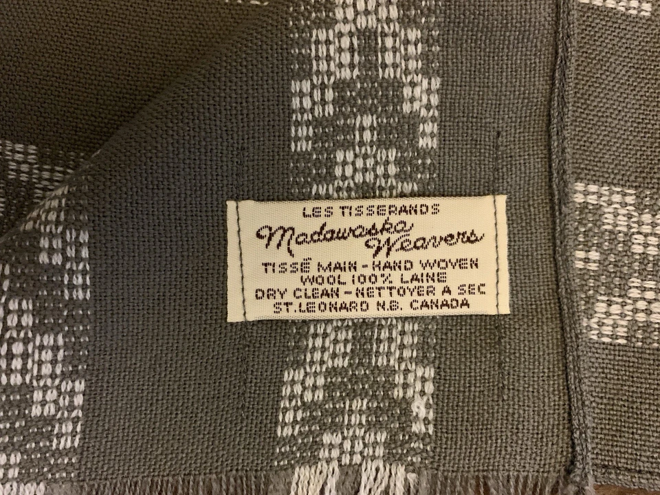 Madawaska Weavers Hombres Bufanda 100% Lana Bufanda Hecha en Canadá Tejido a Mano Gris Foto 2 de 4