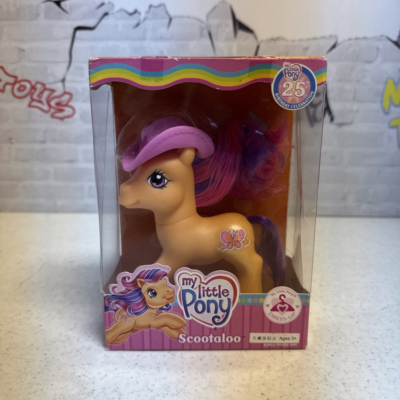 Cappello da cowboy My Little Pony SCOOTALOO festa 25° compleanno arancione rosa sigillato