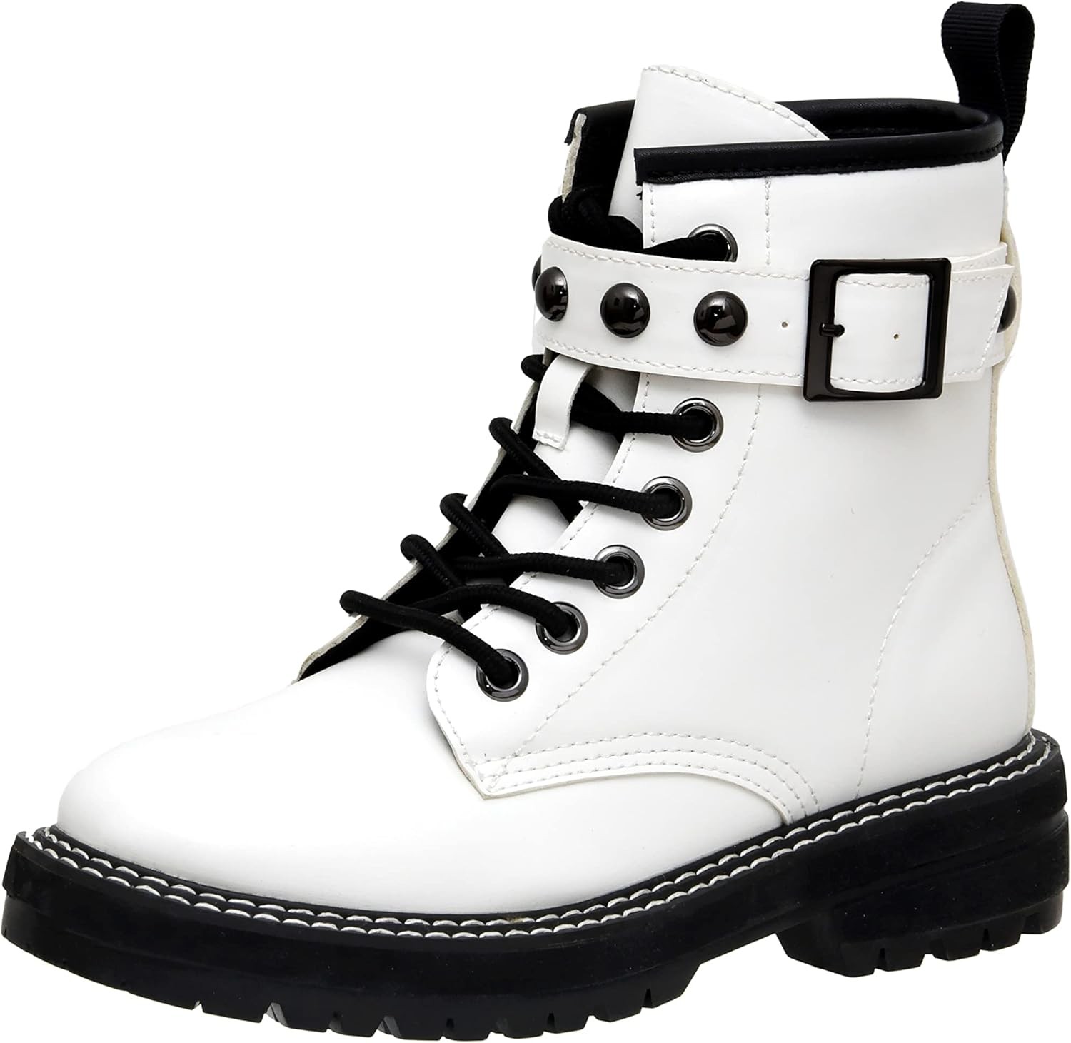 Dunes Womens Cisco Stud Lace Up Boot with Memory Foam in White Size 8.5