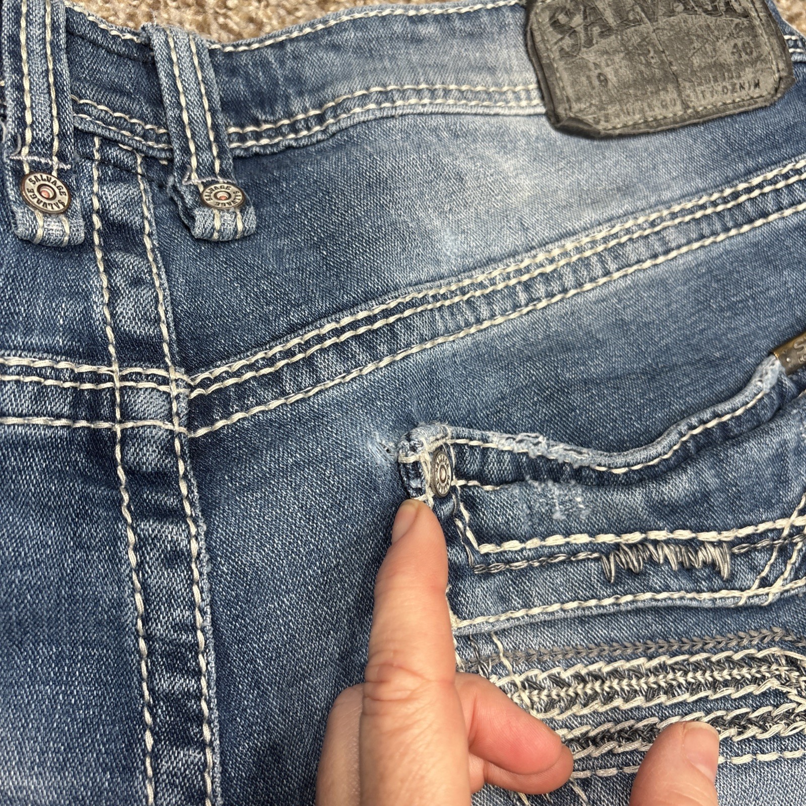 Buckle Salvage Jeans Mens 34S Mayhem Bootcut Medium Acid Wash Fits 36 X 30 - View 17