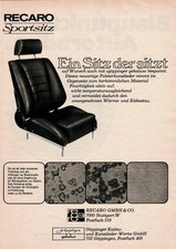 Original Werbung der 60er Jahre Recaro Sportsitz / Blaupunkt Autoradios