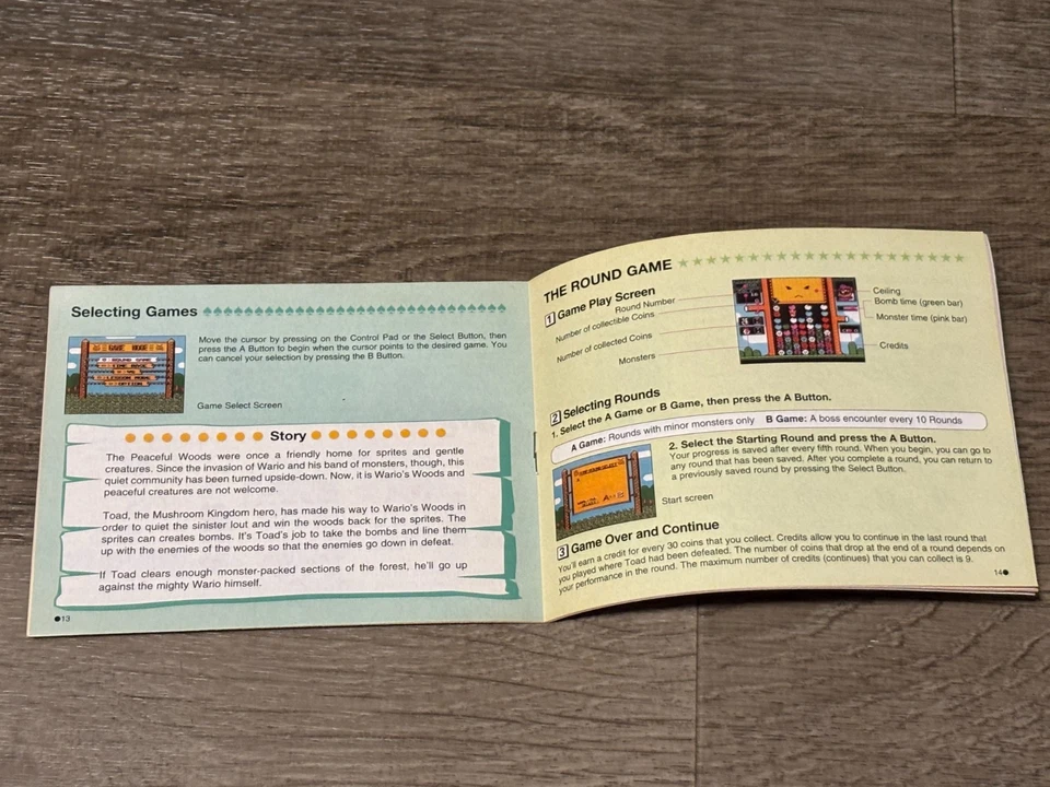 Wario's Woods Nintendo Nes *Solo caja y manual* Sin juego auténtico Foto 3 de 4