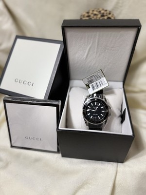 NIB 🌺 GUCCI DIVE YA136204 Black Dial Rubber Men's Watch 45mm | eBay