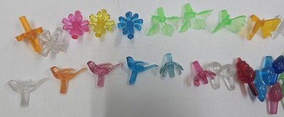 Vintage Mixed Lot 26 Bulbs Santa Bird Flower Pegged Ornaments for Ceramic Trees 
