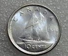 1956 10 Cents Canada Mint State Queen Elizabeth II #321