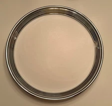 Vintage Set of (4) - 14" Chromed Hot Rod Ribbed Trim Ring - NOS Still In Box