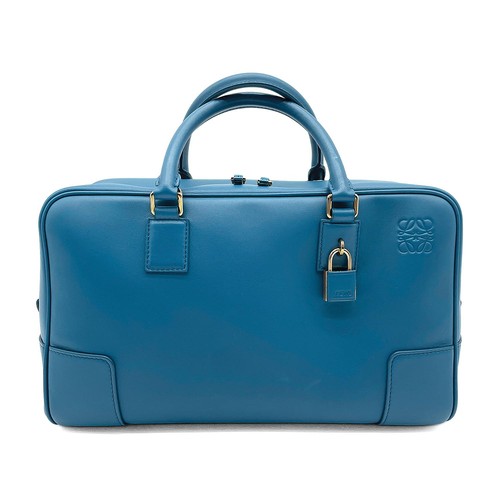 AUTHENTIC LOEWE Amazona 28Shoulder Bag blue/gold leather unisex