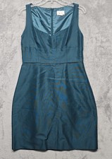 J Crew Dress Womens Sz 8 Blue Green Sleeveless Sheath Lined Formal Party
