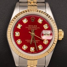 Rolex Datejust 26mm 69173 Bicolore Jubilee Lunetta Zigrinata Red Quadrante Watch
