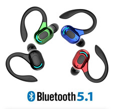 Bluetooth 5.1 Wireless Headset Earbud Earphone Stereo Headphones Ear Hook