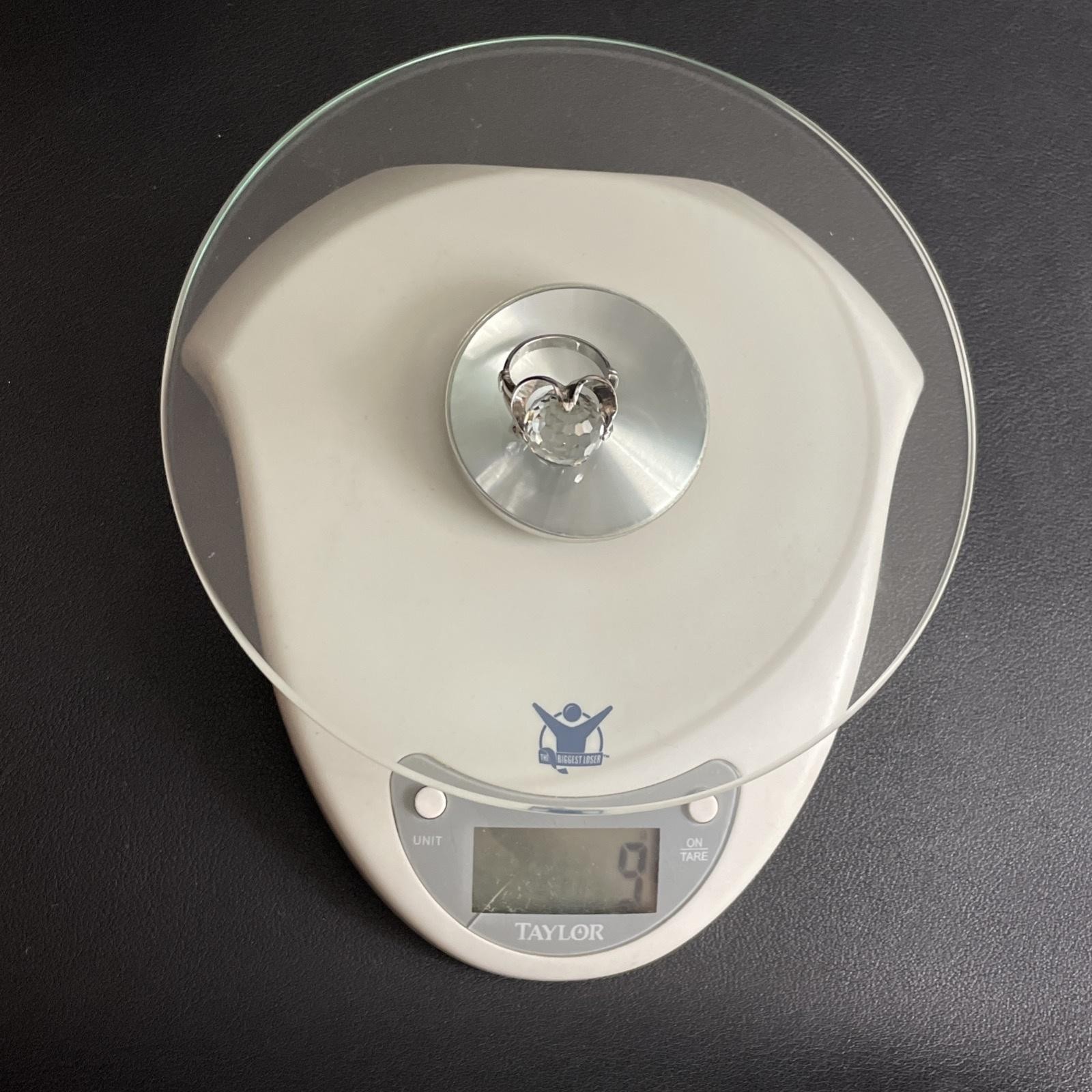 925 Watermelon Rhinestone Ring Size 4.75 Sterlin Silver Statement Cocktail Disco