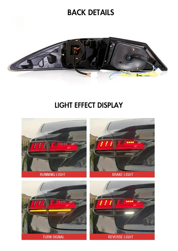 Par de luces traseras LED para Lexus ES350 ES300h 2013-2018 conjunto de luces traseras ahumadas Foto 3 de 4