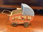 Vintage Ohio Art Tin Litho Baby Buggy Toy 1950s Collectible 6.26”L Dollhouse