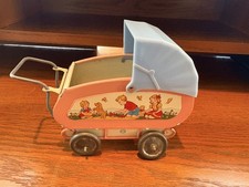 Vintage Ohio Art Tin Litho Baby Buggy Toy 1950s Collectible 6.26  L Dollhouse