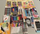 Lot Of Office Classroom Teacher School Supplies Pens, Markers Post It Notes