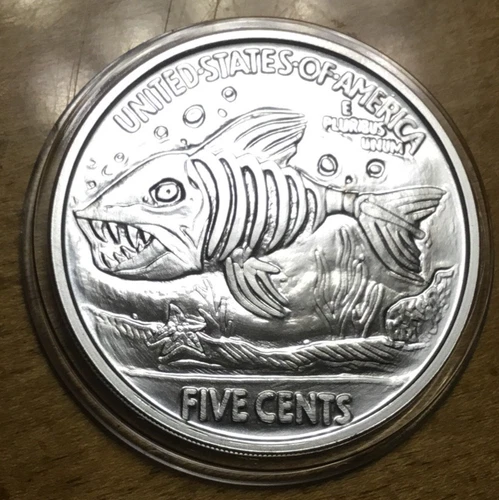 2016  Mr. THE Hobo Nickel Proof Silver “Green Fairy Fishbone” Rare Round (H6)