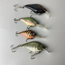 Vintage Natural Ike Fishing Lure CrankBait   lot of 4