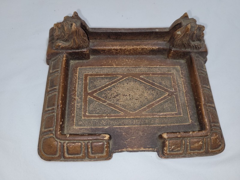 Vintage Scotty Dogs Orna Wood Tray Business Card Holder USA