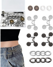 11 Sets Jean Buttons Pins for Loose Jeans, No Sew Pant Waist Tightener Buttons P