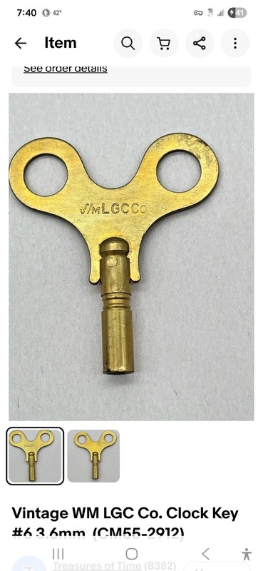 Vintage WM LGC Co. Clock Key #6 3.6mm  (CM55-2912)
