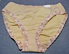 Vintage Fashion Bug Hi Cut Leg Bikini Lace Details Panty Size 10 3X 3XL Nude