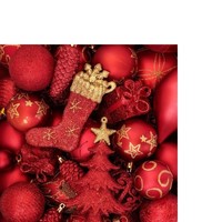 20 Kleine Cocktailservietten Red Balls - Rote WeihnachtsanhäNger 24X24Cm