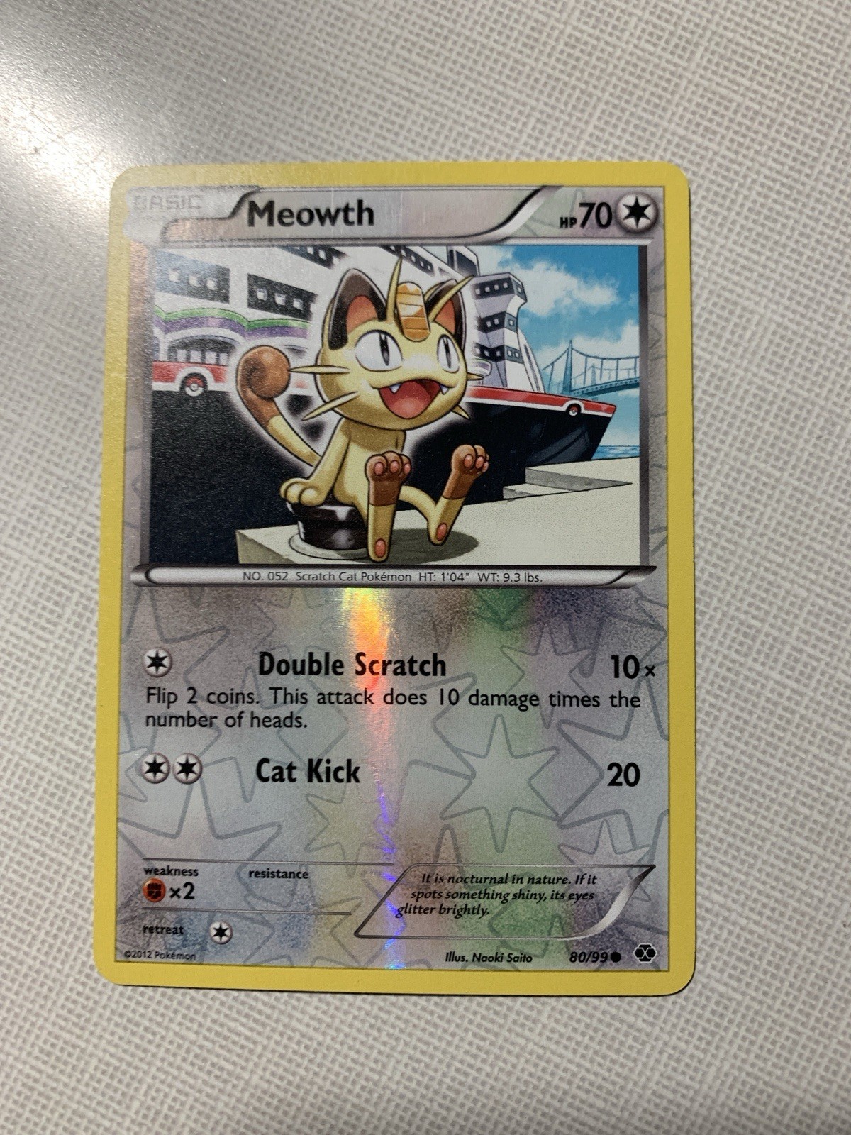 Pokémon card MEOWTH 80/99 Reverse Holo Next Destinies - LP