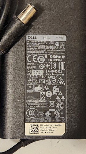 Dell 65W AC Adapter Charger – 19.5V Output | 65W | 7.4mm x 5.0mm - Picture 3 of 4
