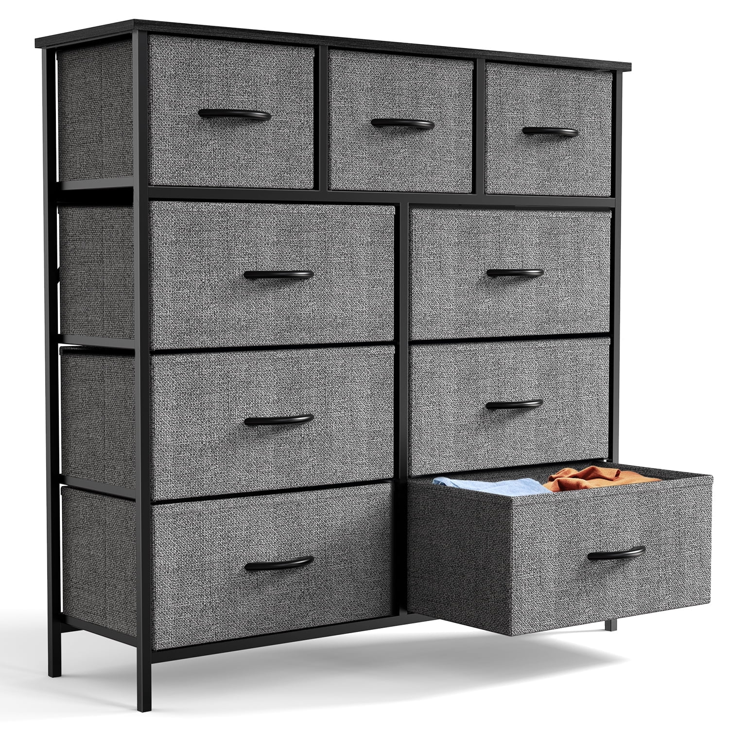 Fabric Dresser for Bedroom 9 Drawer, Grey