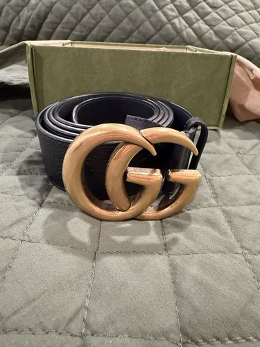 Gucci GG Marmont Belt Men 120cm 48” Black Gold