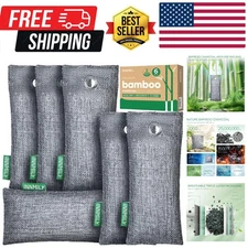 Activated Charcoal Odor Absorber, 6 Pack Natural Shoe Odor Eliminator, Bamboo...