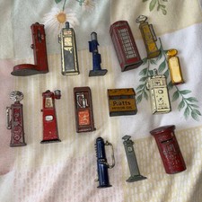 Dinky Prewar Joblot Of Petrol Pumps, Telephone Box, Post Box Etc 14 Items Total