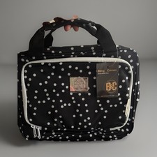 Bag  Carry 2PC Set Travel Makeup  Jewelry Organizer Bags Black Polka Dot