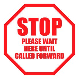 Stop Please Wait Here Until Called Forward Sign 6'' Round Vinyl Adhesive Ergomat