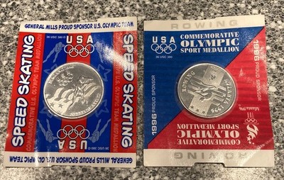 VINTAGE U S A OLYMPIC ALUMINUM COLLECTIBLE COINS (2) NEW