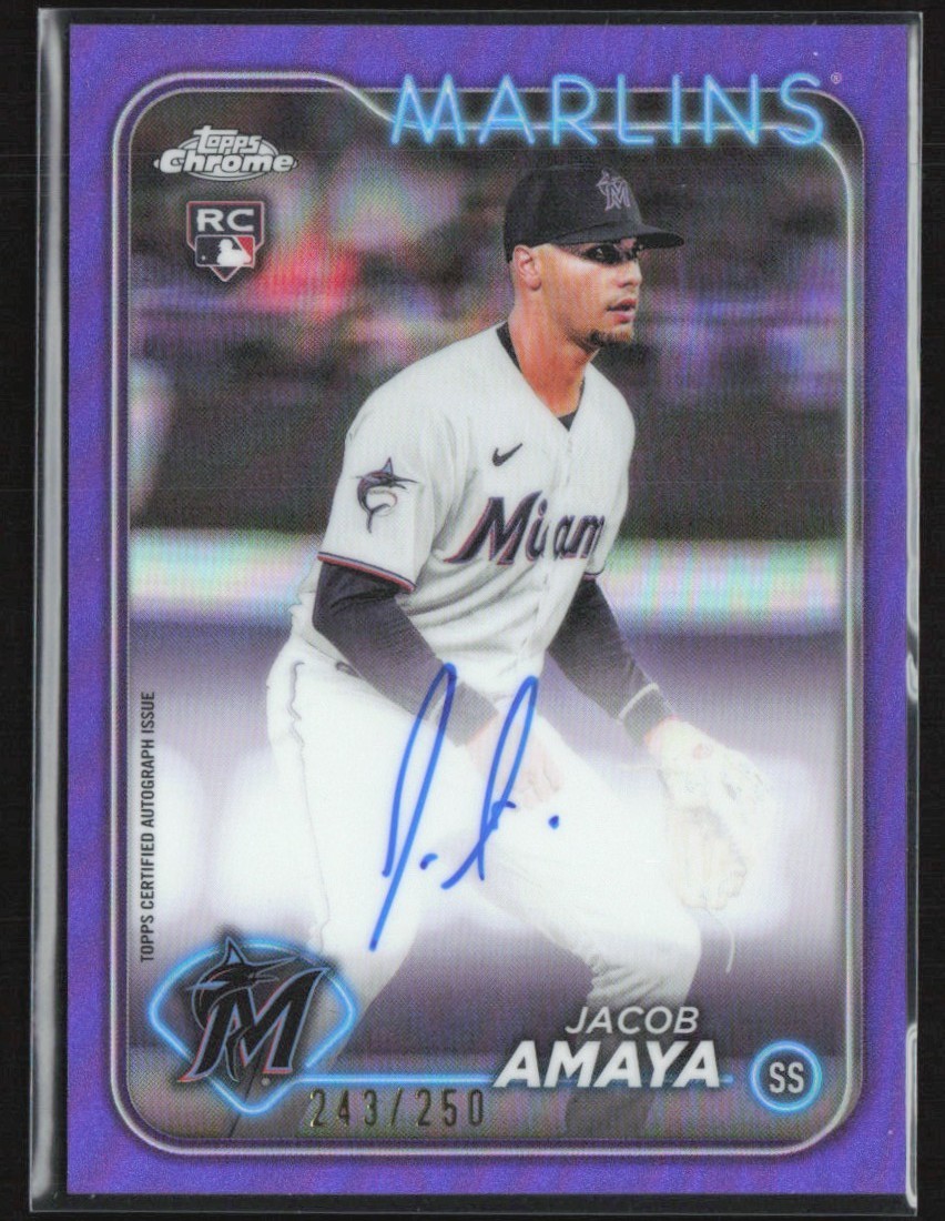Jacob Amaya 2024 Topps Chrome Purple Refractor RC Auto /250 #RA-JAM Miami