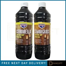 BARTOLINE CITRONELLA LEMONGRASS OUTDOOR LANTERN TORCH OIL 1L REPEL INSECTS NEW