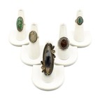 Southwest Sterling Turquoise Amber Agate Quartz Rope Twist Ring Lot of 5 S5639-4 — photo 1