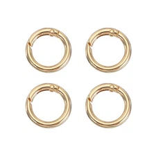 Spring O Rings, 4Pcs 1 Inch Metal Round Clips Keychain, Light Gold