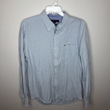 Tommy Hilfiger Men's Large Blue Button-Down Long Sleeve Collared Shirt