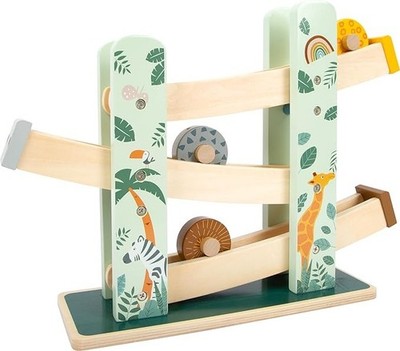 Small Foot Safari 11707 Murmelbahn mit 3 farbigen Holzrädern für Kinder
