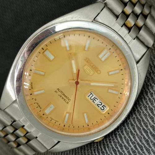 GENUINE VINTAGE SEIKO 5 AUTOMATIC JAPAN MENS TRANSPARENT BACK WATCH a2575-U